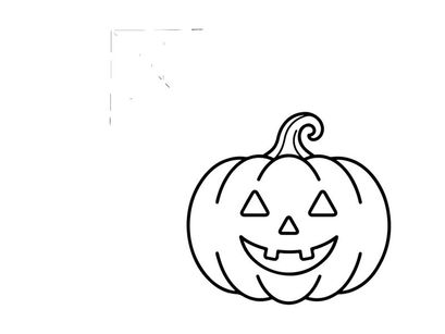Halloween pumpkin jack-o-lantern line art. Spooky carved gourd icon for holiday design.