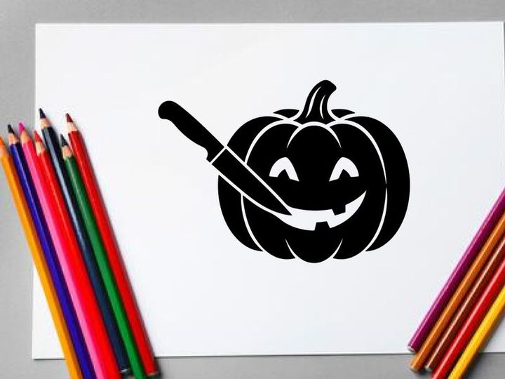 Cute Halloween Pumpkin with Carving and Candlelight