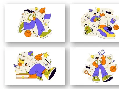 6 Student Vector Illustration