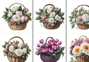 Watercolor Floral Flower Basket Design