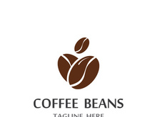 Coffee bean logo for cafe, business, label.