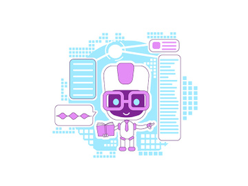 Learning assistant, informational bot thin line concept vector illustration preview picture