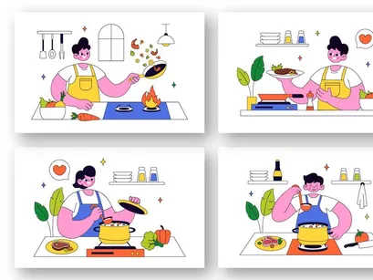10 Cooking Vector Illustration