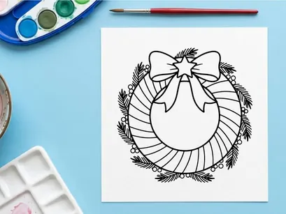 Ilustração de arte vetorial de grinalda de Natal com laço decorativo e estrela para design de feriados.