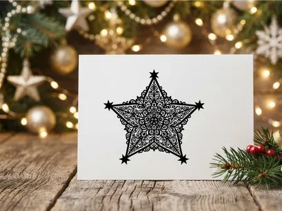 Intricate black lace Christmas star ornament for holiday decor