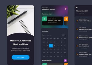 Dark Mode Calendar Design App UI Kit
