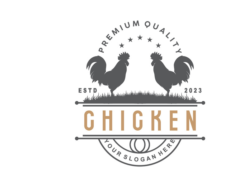 Chicken Logo, For Roast Chicken Restaurant, Farm Vector, Simple Minimalist Design For Restaurant Food Business