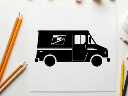 Us postal service delivery truck silhouette