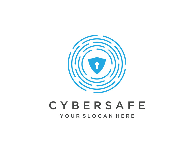 Creative design of technology digital cyber security logo with modern shield and key protection concept. Logo for business, digital and technology.