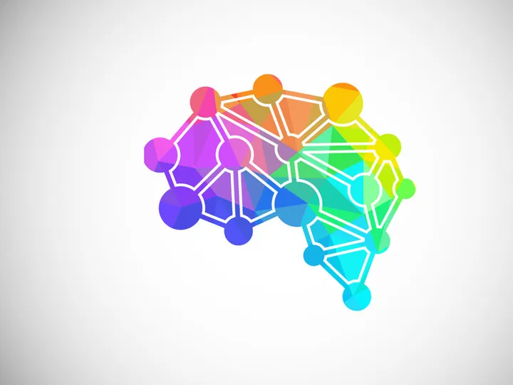 Modern low poly style brain logo design, Geometric and triangle brain logo icon sign symbol.