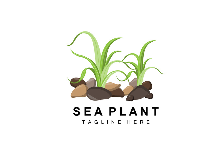 Seaweed Logo, Sea Plants Vector Design, Grocery And Nature Protection