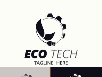 Eco technology business vector design modern. Nature technology logo with leaf and circuit tech minimalist vector illustration preview picture