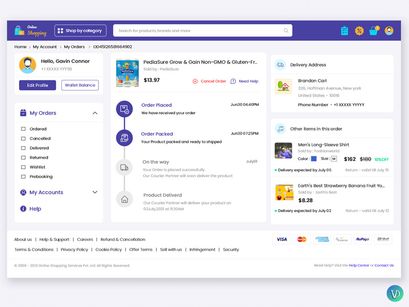 Ecommerce Online Shopping Order Tracking Screens Website Template Pack