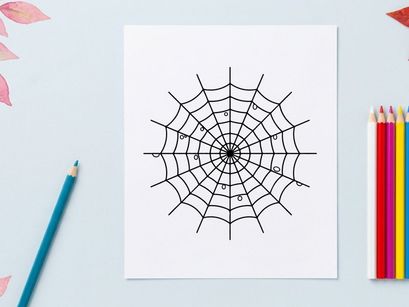 Desain jaring laba-laba geometris dengan simetri radial rumit. Pola vektor hitam putih minimalis untuk dekorasi modern dan proyek teknologi.