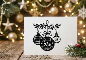 Christmas ornaments hanging on festive branch for holiday decor