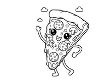 Happy pizza slice dancing cartoon vector illustration