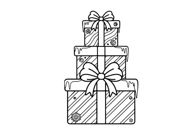 Stacked Christmas gift boxes with ribbons and bows for holiday celebration and festive gifting