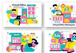 10 Virtual Office Workspace Illustration