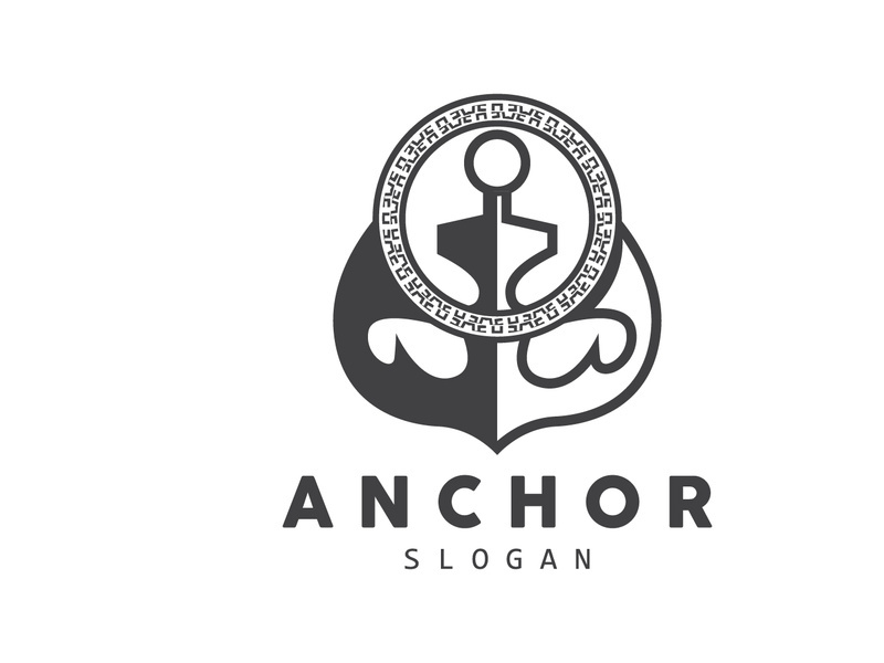 Anchor Logo, Ocean Ship Vector, Simple Minimalist Design