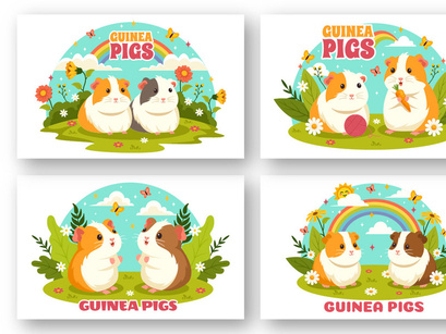 12 Guinea Pig Pets Illustration