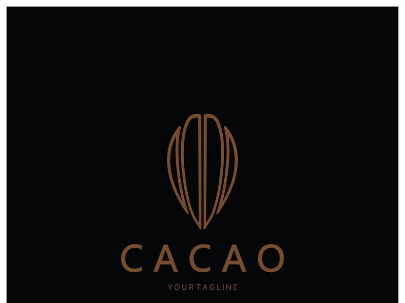 cocoa logo,cocoa bean,cocoa tree,cocoa branches and leaves,chocolate mix on white background,vintage,modern,simple,minimalist icon illustration template design vector