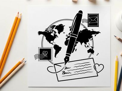 ilustração vetorial de escrita de cartas de comunicação global
