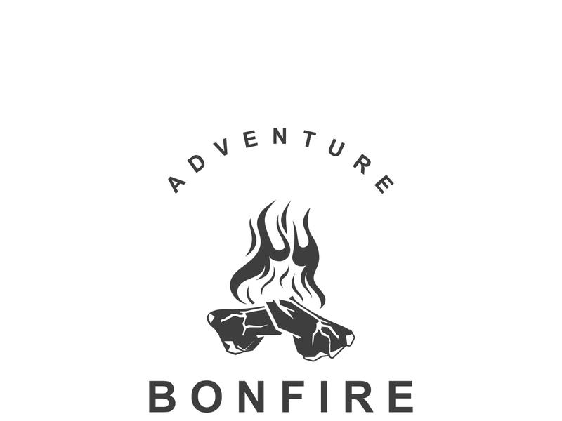 Bonfire Logo Design wood and fire camping adventure vintage illustration