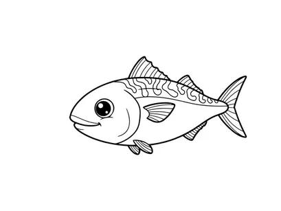 Cute cartoon tuna fish swimming vector illustration