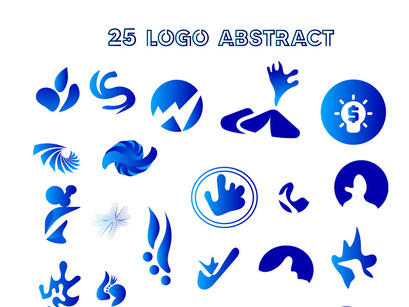 25 abstract logos in gradient blue