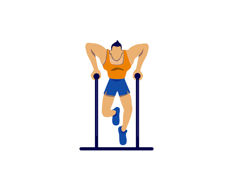Athlete on bar flat color vector faceless character