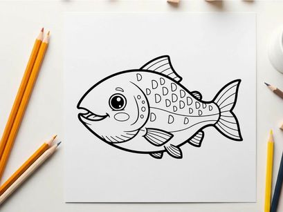 Cute cartoon fish with dots vector illustration flat design