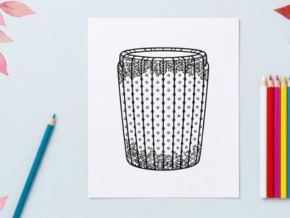 Hand-drawn Christmas candle holder sketch with vertical stripes for festive holiday decor
