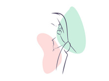 Line art portrait woman, Flower face one line vector illustration