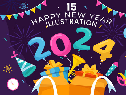 15 Happy New Year 2024 Illustration