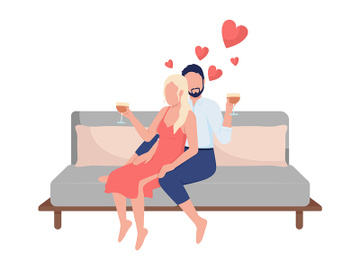 Couple celebrating anniversary semi flat color vector characters preview picture