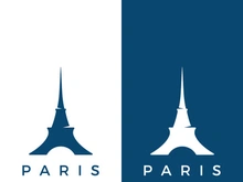 Eiffel Tower building logo design with a creative concept.