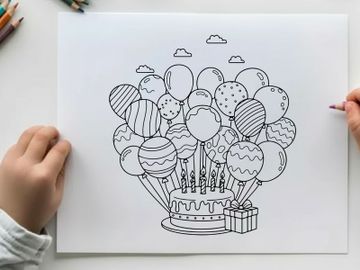 Birthday celebration with balloons and gift box vector illustration preview picture