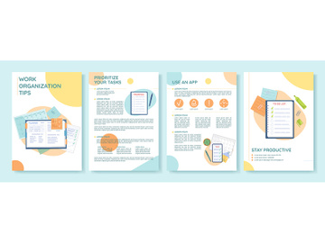 Work organization tips flat vector brochure template preview picture