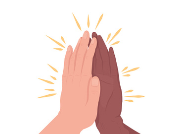 Slap hands with friend semi flat color vector hand gesture preview picture