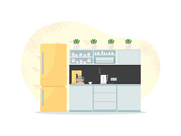 Office kitchen 2D vector web banner, poster preview picture