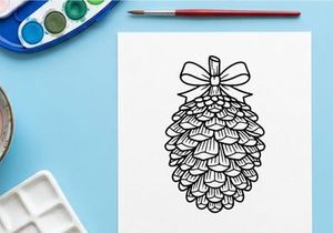 Pinecone decorativo com laço para decoração de festas. Ornamento elegante para celebrações de Natal e inverno.
