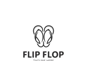 Flip Flop logo design style line art template illustration