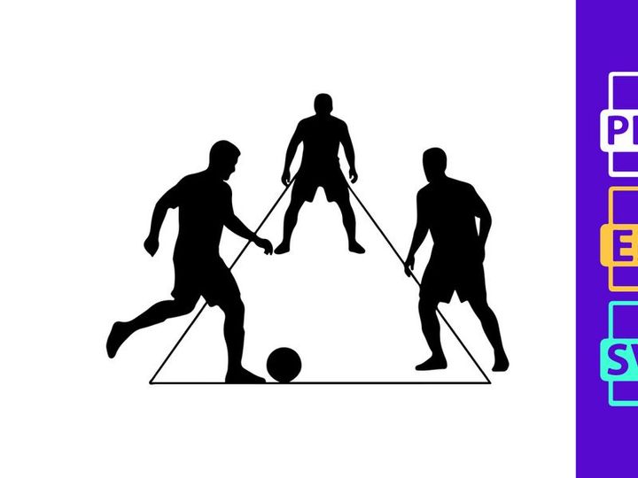 Three soccer players in action on the field with ball