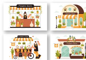 13 Professional Florist Working Illustration