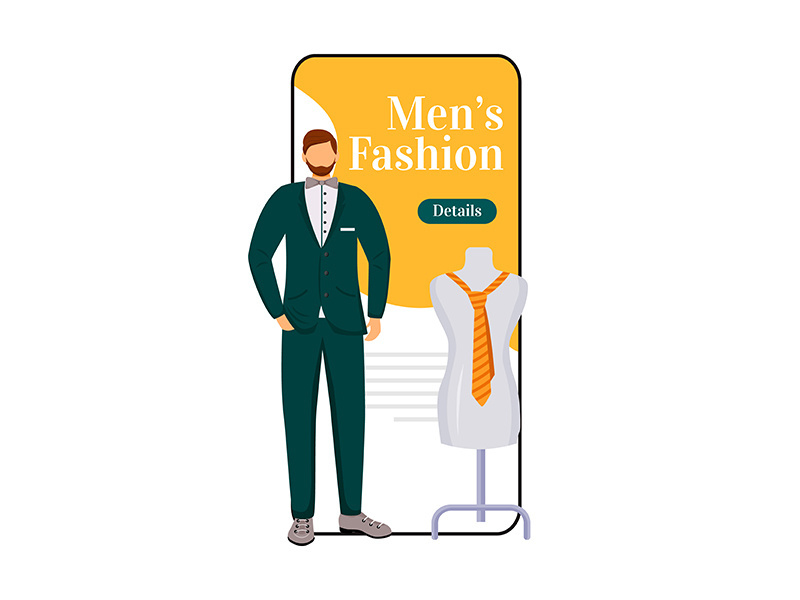 Man fashion cartoon smartphone vector app screen