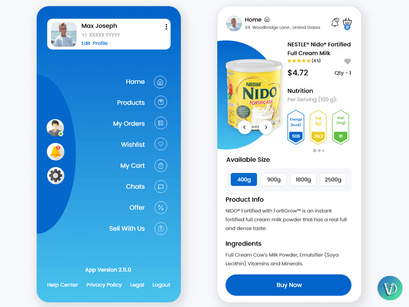 Buy Dairy Food Products Online Mobile App UI Kit