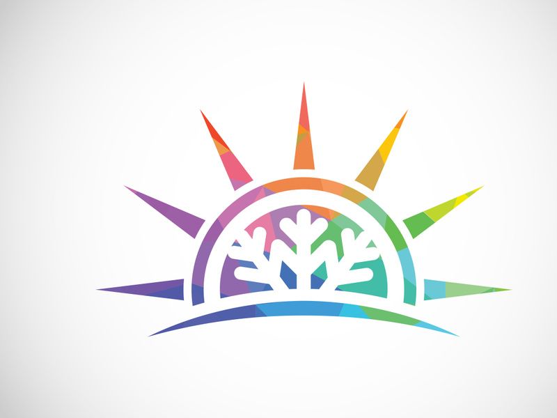 Air conditioner low poly logo sign symbol. Hot and cold symbol