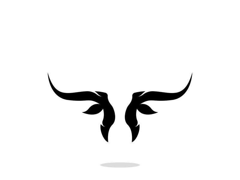 Retro vintage bull head horns logo.