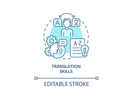 Translation skills turquoise concept icon preview picture
