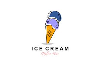 Ice Cream Logo Design, Fresh Sweet Soft Cold Food Illustration, Children's Favorite Vector, Product Brand